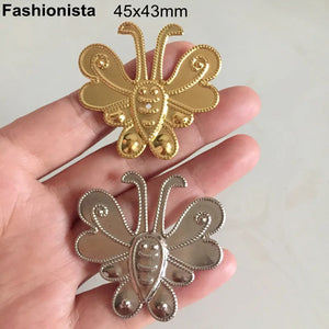 100 Pcs Metal Stamping Bee Ornament 45x43mm Steel-color Bee Embellishment