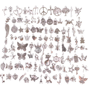 100 Pcs Mix Butterfly Horse Pendants Charms for Jewelry Making Supplies