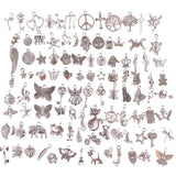 100 Pcs Mix Butterfly Horse Pendants Charms for Jewelry Making Supplies