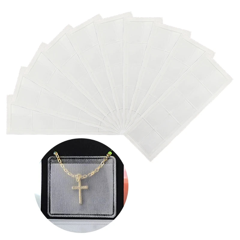 100 Pcs Necklace Cards Clear Chain Sleeve Self Adhesive