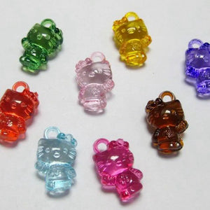 100 Pcs Cartoon Girls Acrylic Cat Charm Pendants DIY Accessory
