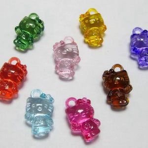 100 Pcs Cartoon Girls Acrylic Cat Charm Pendants DIY Accessory