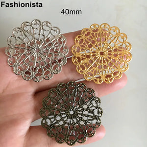 100 Pcs 40mm Steel-color Bronze Metal Filigrees for Jewelry Projects