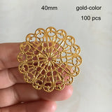 100 Pcs 40mm Steel-color Bronze Metal Filigrees for Jewelry Projects