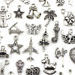 100 Pcs/Set Tibetan Silver Charms Pendants for DIY Jewelry Making