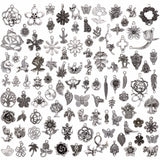100 Pcs/Set Tibetan Silver Plated Charms Pendants for DIY Jewelry Making