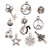 100 Pcs Tibetan Silver Mixed Styles Charm Pendants DIY Jewelry