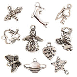 100 Pcs Tibetan Silver Mixed Styles Charm Pendants DIY Jewelry