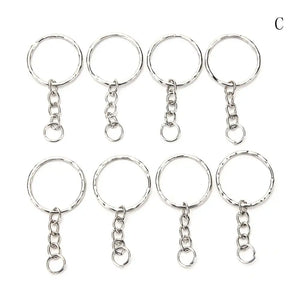100 Pcs/Set Silver Key Chains 25mm DIY Keyrings