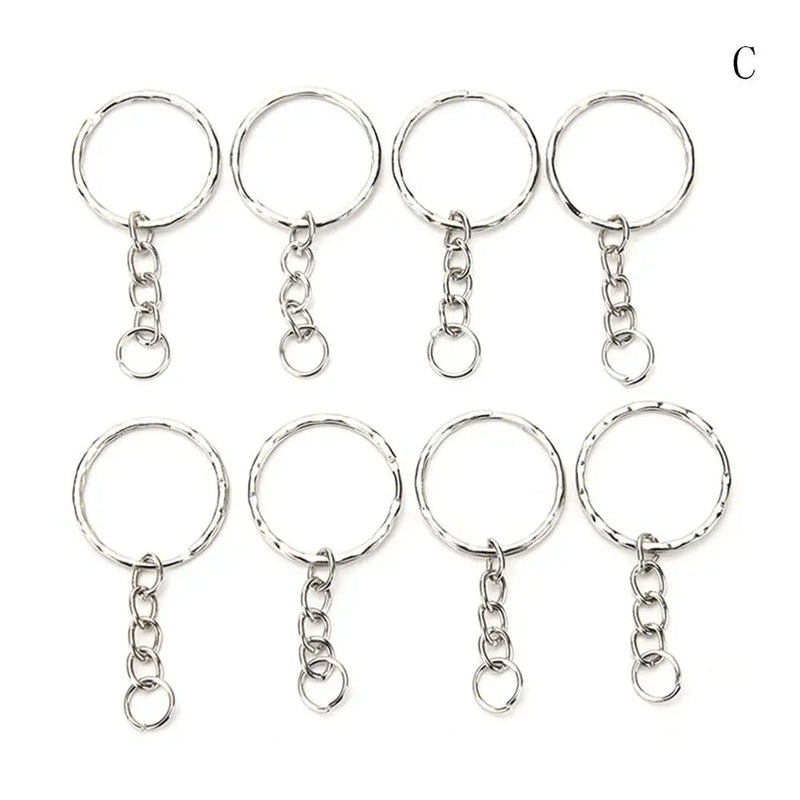 100 Pcs/Set Silver Key Chains 25mm DIY Keyrings