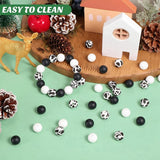 100 Pcs Silicone Cow Print Beads 12mm for DIY Keychain Making