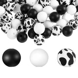 100 Pcs Silicone Cow Print Beads 12mm for DIY Keychain Making
