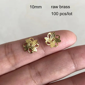 100 Pcs 10mm Raw Brass/Silver Metal Filigree Bead Caps Flower Hollow Spacer