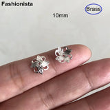 100 Pcs 10mm Raw Brass/Silver Metal Filigree Bead Caps Flower Hollow Spacer