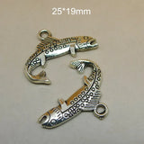 100 Pcs Antique Metal Speckled Fish Charms 25*19mm