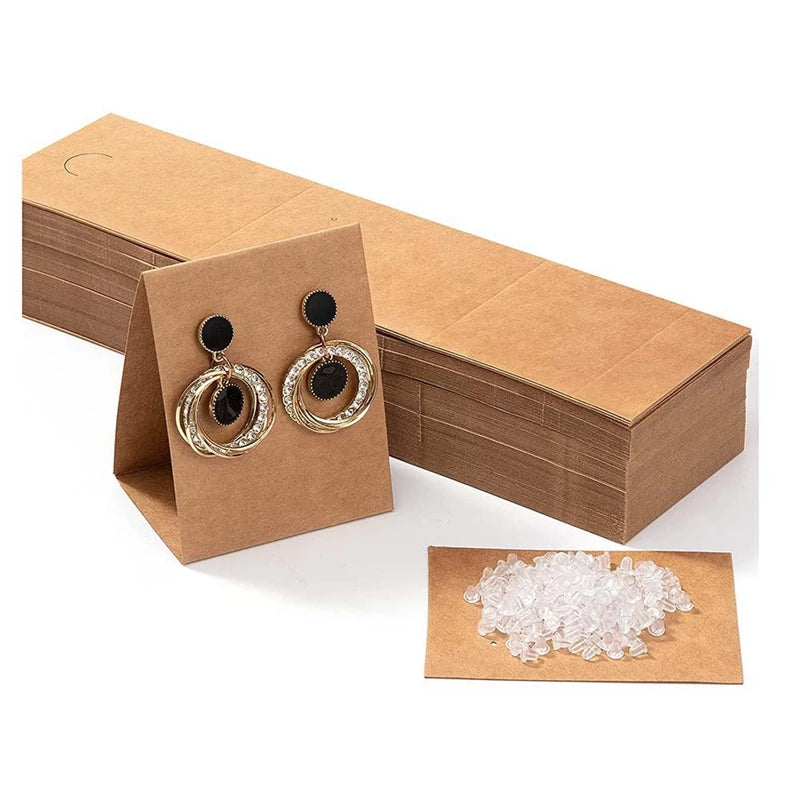 100 Pcs Earring Display Cards with 200 Earring Backs