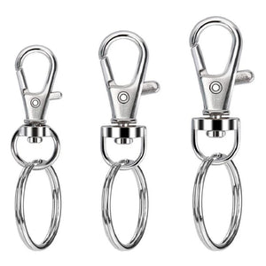 100 Pcs Swivel Snap Hooks Key Rings Lobster Claw Clasps S/M/L for DIY Crafts