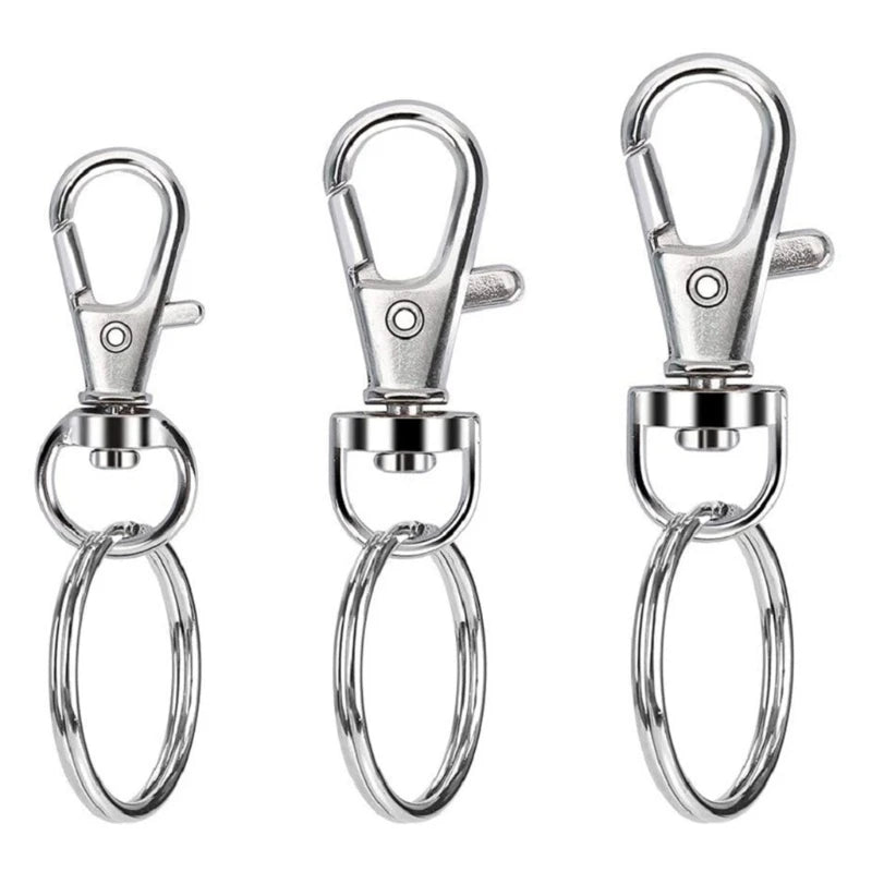 100 Pcs Swivel Snap Hooks Key Rings Lobster Claw Clasps S/M/L for DIY Crafts