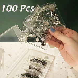 100 Pcs Self Sealing Adhesive PVC Bags for Jewelry Storage