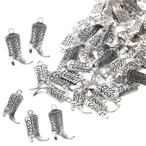 100 Pcs Vintage Key Ornament Crafting Charms Jewelry DIY Cowboy Boots Pendant