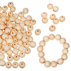 100 Pcs Wood Beads Wooden Craft Beads Necklace Beads DIY