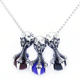 Evil Skull Claws Pendant With Stones Stainless Steel