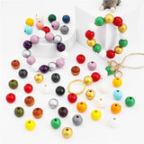 100 Pcs 16mm Round Wood Beads Colorful Wooden DIY Beads for Jewelry Making