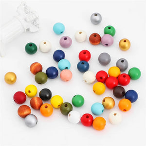 100 Pcs 16mm Round Wood Beads Colorful Wooden DIY Beads for Jewelry Making