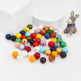100 Pcs 16mm Round Wood Beads Colorful Wooden DIY Beads for Jewelry Making