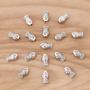 100 3D Fish Spacer Beads Charms for DIY Jewellery Making 9x5mm
