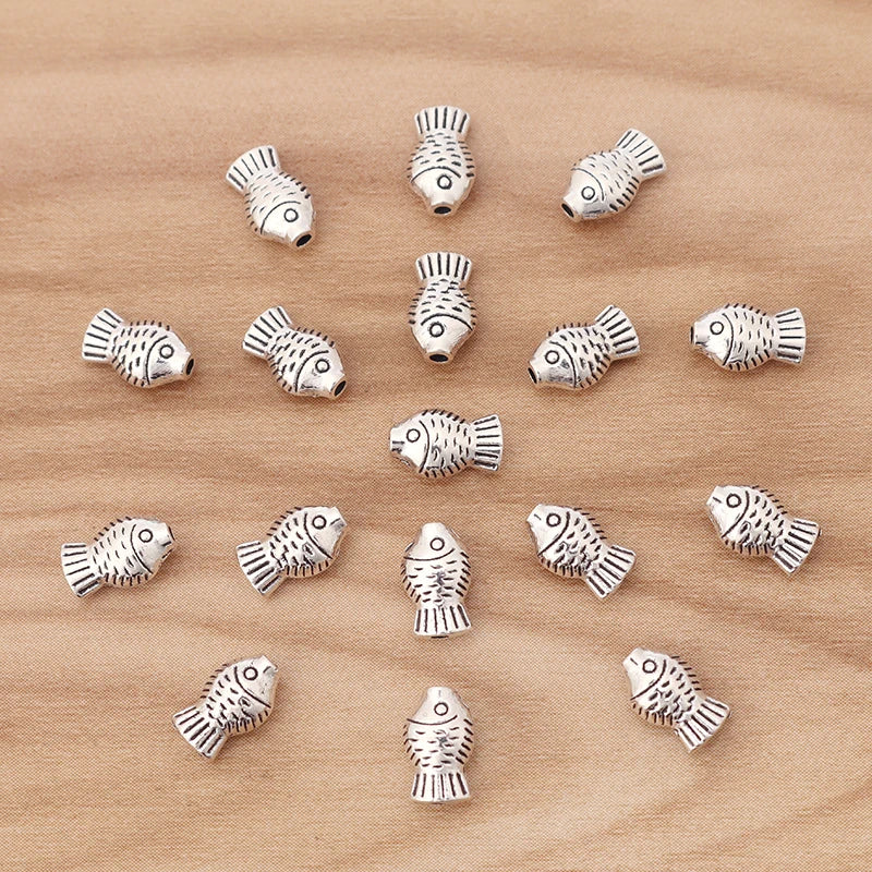 100 3D Fish Spacer Beads Charms for DIY Jewellery Making 9x5mm