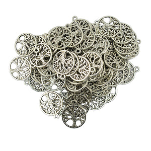 100 Pcs Antique Sliver Tree of Live Charms Pendants for Jewelry Making