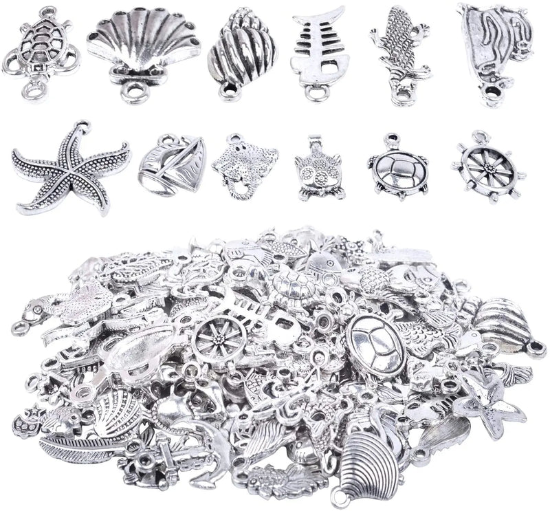 100 Pcs Tibetan Silver Ocean Animal Charms for DIY Jewelry Making