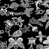 100 Pcs Antique Silver Mixed Style Pendant Jewelry Findings DIY Necklace