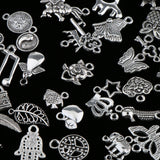 100 Pcs Antique Silver Mixed Style Pendant Jewelry Findings DIY Necklace