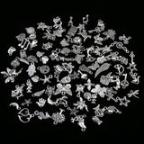 100 Pcs Antique Silver Mixed Style Pendant Jewelry Findings DIY Necklace
