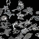 100 Pcs Antique Silver Mixed Style Pendant Jewelry Findings DIY Necklace