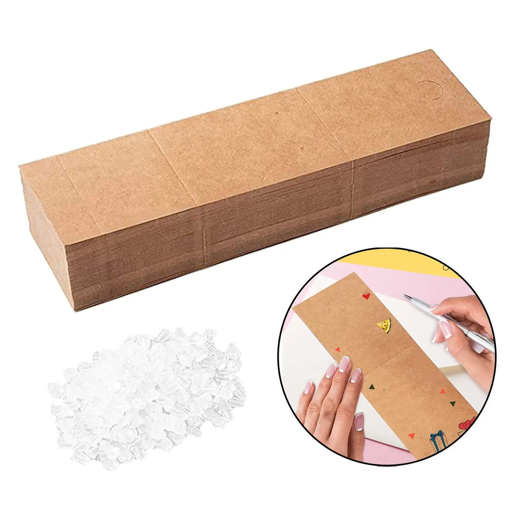 100 Pcs Earrings Necklace Display Cards with 200 Earring Backs Tags
