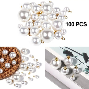 100 Pcs Pearl Beads Round DIY Craft Earrings Bracelets Supplies