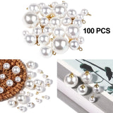 100 Pcs Pearl Beads Round DIY Craft Earrings Bracelets Supplies