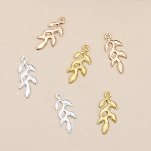 100pcs 10x23mm Leaf Metal Charms for Jewelry Making