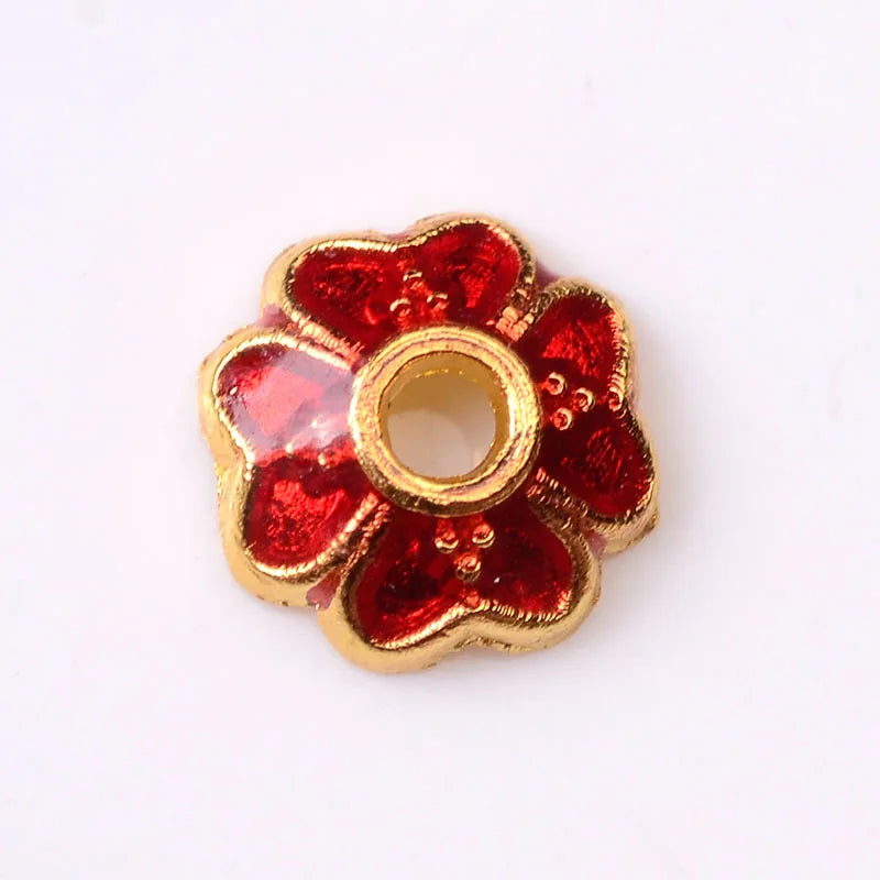 100Pcs Enamel Flower Bead Cap Spacers for Jewelry Making