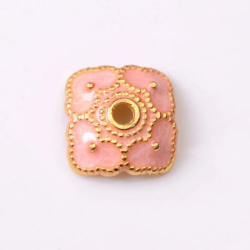 100Pcs Enamel Flower Bead Cap Spacers for Jewelry Making
