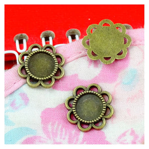100PCS 8MM Round Base Antique Bronze Pendant Blanks DIY Accessories