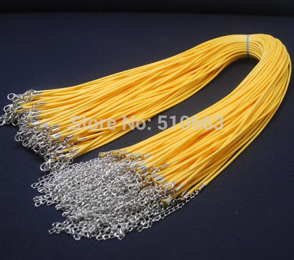 100 PC Soft Waxed Cord Necklace Chain Yellow 2.0mm 45cm