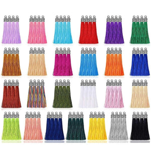 100 Nylon Thread Tassel Pendants with Caps for DIY Jewelry