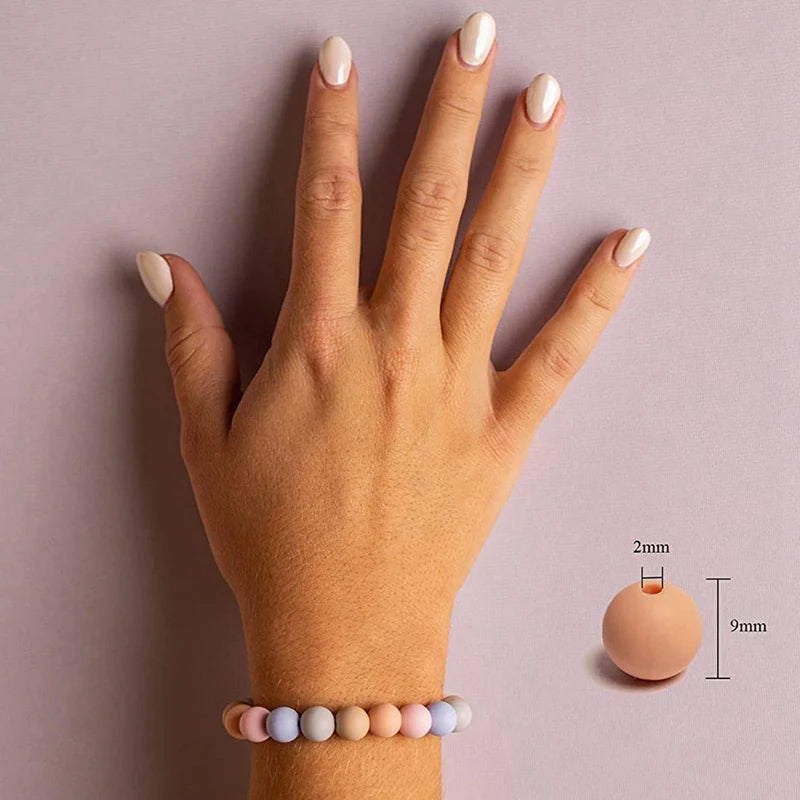 100 Silicone Beads, 9mm, Matte Neutral Assortment