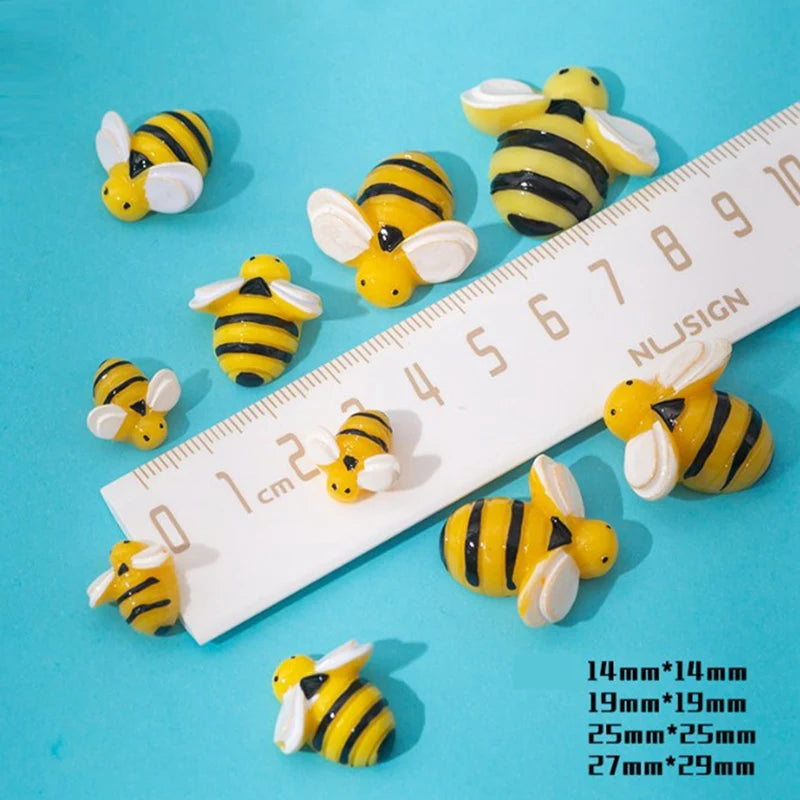 100 Small Resin Bee Decoration Hairpin Phone Case Patch Cream Epoxy