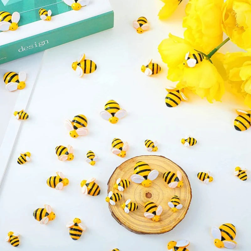 100 Small Resin Bee Jewelry Decoration Hairpin Epoxy Patch Cream