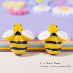 100 Small Resin Bee Decoration Hairpin Phone Case Patch Cream Epoxy
